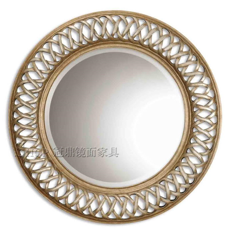 Espejo Decorativo Redondo de Pared de Madera Montado en Pared para Pasillo y Entrada
