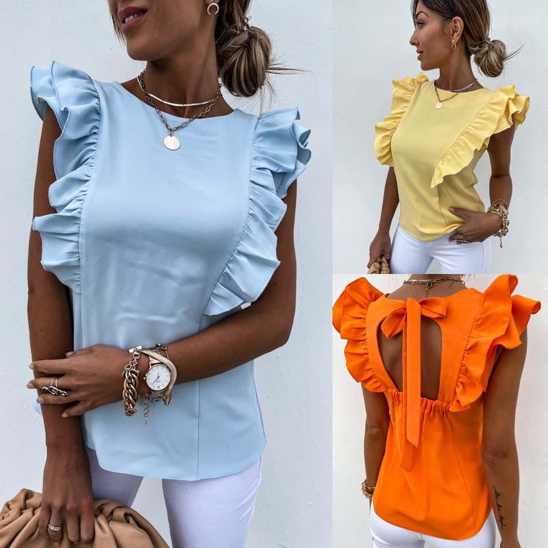 2026 New Amazon Ebay European and American Cross-Border Round Neck Sleeveless Pure Color Vest T-Shirt Export Women's Tops