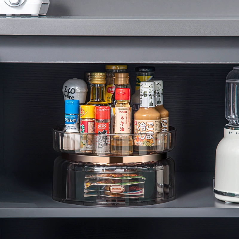 Kitchen rotating condiment storage rack countertop condiments oil salt sauce vinegar storage rack seasoning jar storage artifact