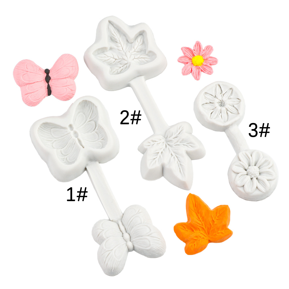 Hoja de arce crisantemo molde de silicona fondant bricolaje horneado pastel de mariposa suave arcilla decorativa molde de herramienta de cerámica blanda