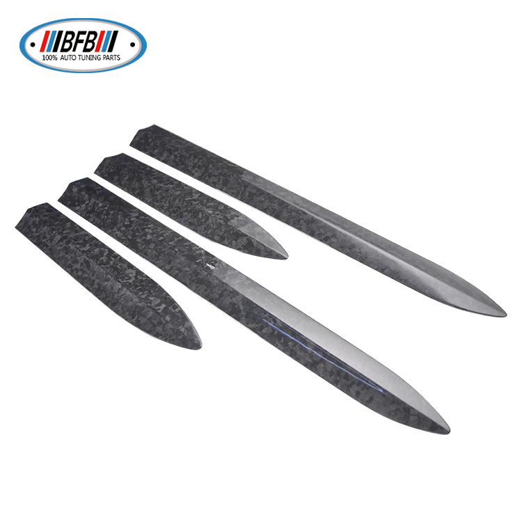 100% Real Carbon Fiber Forged Pattern Body Door Trim - For Tesla Model 3 - Marble Anti-Collision Scratch Decorative Skirt Edge