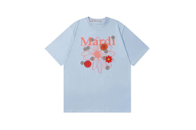 高品質韓国マルディデイジー花柄ルーズラウンドネック半袖Tシャツ男性と女性のためのカジュアルコットントップ|undefined