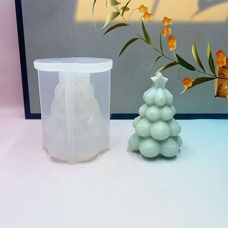 跨境新款INS圣诞树香薰蜡烛巧克力蛋糕装饰捏捏石膏摆件硅胶模具|undefined