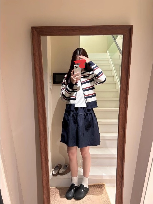 条纹针织开衫毛衣女2025秋季新款撞色别致韩系小个子短款外套上衣|undefined