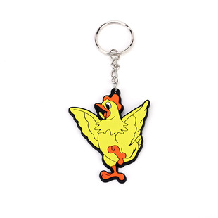 Cartoon 12 Zodiac chicken PVC Keychain cartoon bag pendant customized creative soft rubber key chain science fiction machine