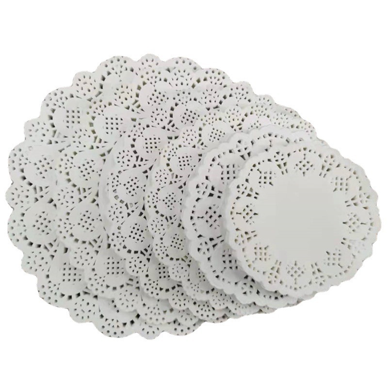 Venta al por mayor de papel de fondo de flor redonda papel absorbente de aceite 100 hojas/paquete de alimentos para hornear pastel de postre papel de pizza papel de encaje