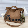 Universal shopping bag one shoulder, brand capacious linen bag, cloth bag suitable for men and women, Korean style