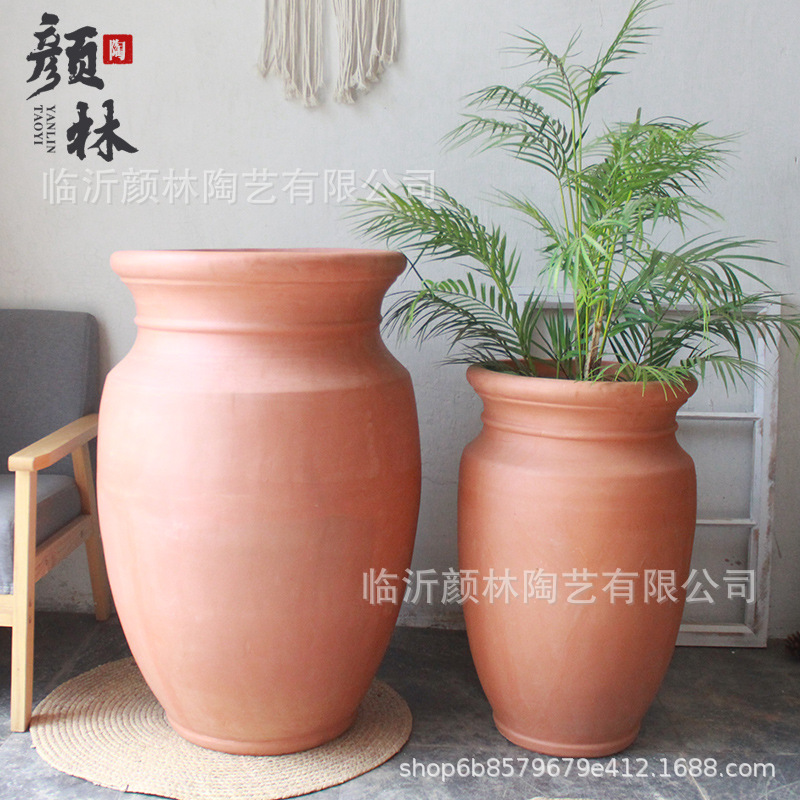 Grandes paneles de cerámica roja paisajística gran vasija de cerámica gran vasija de flores de cerámica gruesa comestibles jardín decoración vasija de cerámica combinación de vasija de cerámica de suelo vasija de cerámica