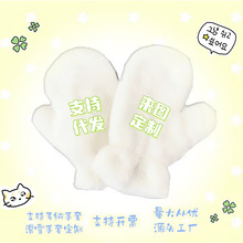 源头工厂订 制毛绒手套冬季保暖防风寒滑雪手套运动骑行全包分指
