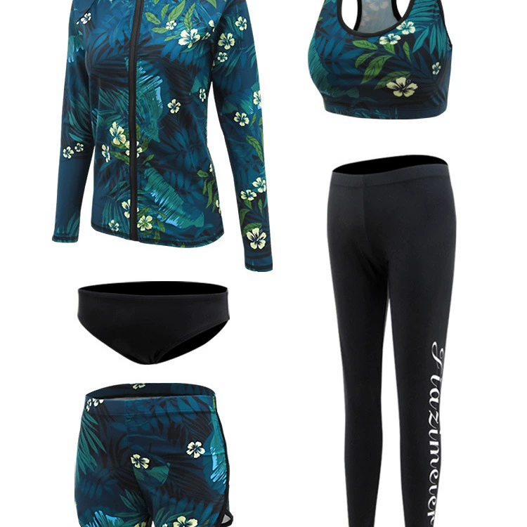 Long-sleeve, swimwear, split trousers, set, plus size, sun protection