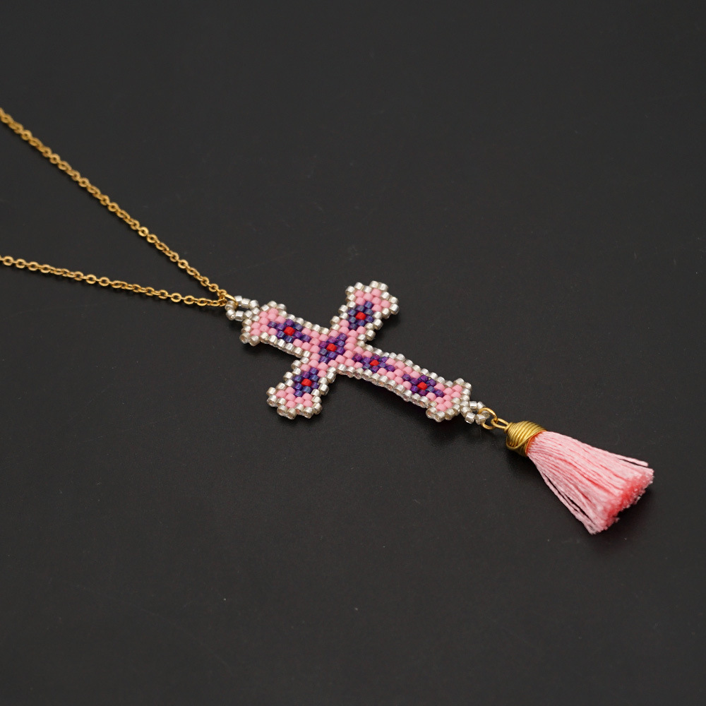 1 Piece Fashion Cross glass Plating Rhinestones Womenu0027S Pendant Necklace