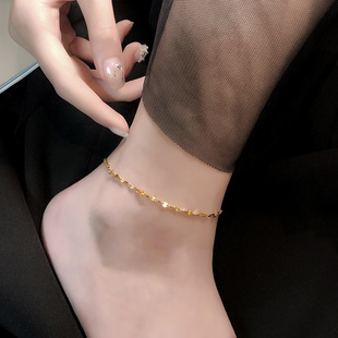 Anklet steel titanium bath without picking titanium steel color retention simple lip water ripple gold simple Joker female factory outlet