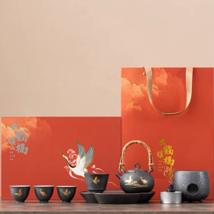 Imperial Palace Ruihe Kung Fu Tea Set Tea Boiling Furnace Household Indoor Alcohol Roasting Fire Warm Tea Set Gift Boxed for Customers