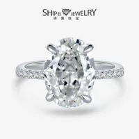 Shipei Jewelry 4ct Белое высокоуглеродистое кольцо с бриллиантом, все тело 925, инкрустированное 9*13, легкое роскошное женское кольцо в европейском и американском стиле