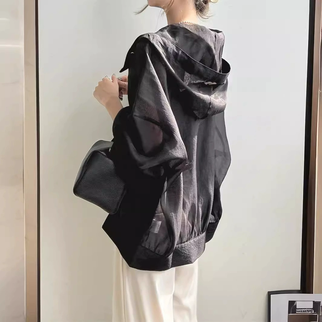 Жакет с капюшоном и солнцезащитой японского стиля, Women's lightweight thin UV protection