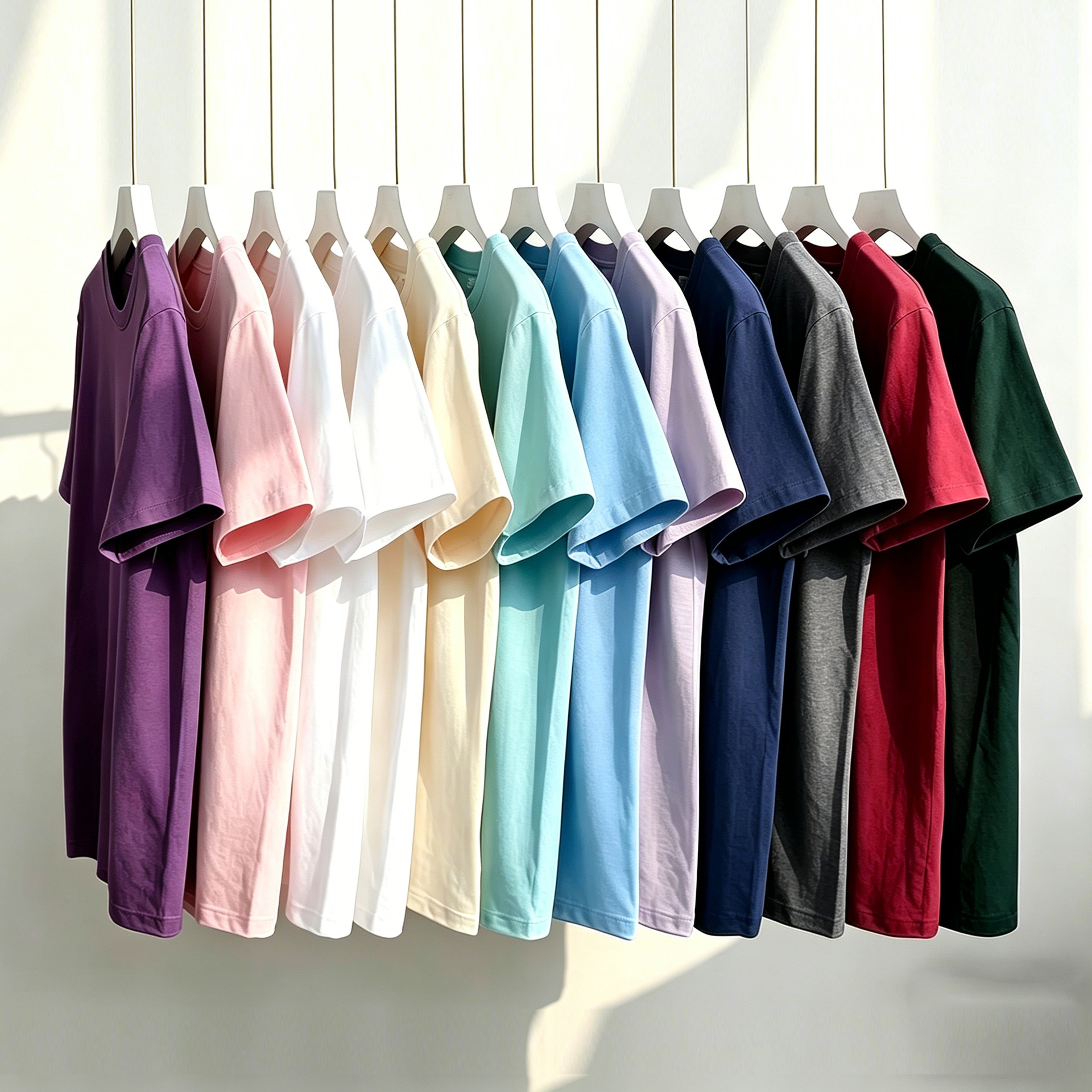 Cotton summer solid white base body-friendly short sleeve T-shirt…