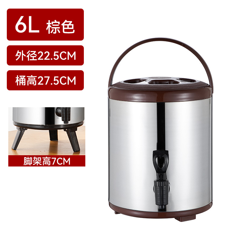 Té de leche de acero inoxidable barril aislado leche de soja jugo de café agua hirviendo Cubo de té caliente y frío puesto de doble uso transfronterizo de gran capacidad