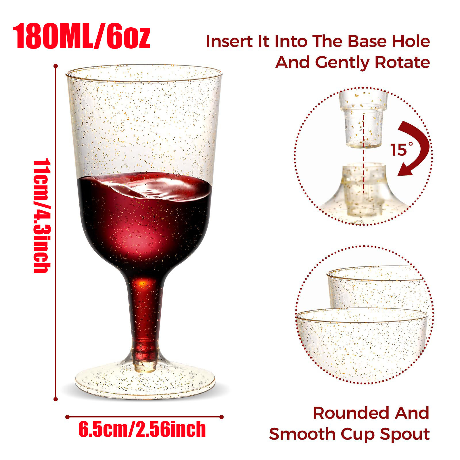 Gold pink wine glass