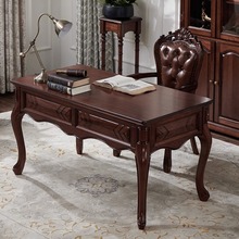 美式乡村全实木书桌椅组合小美简约美式风格写字台复古怀旧电脑桌