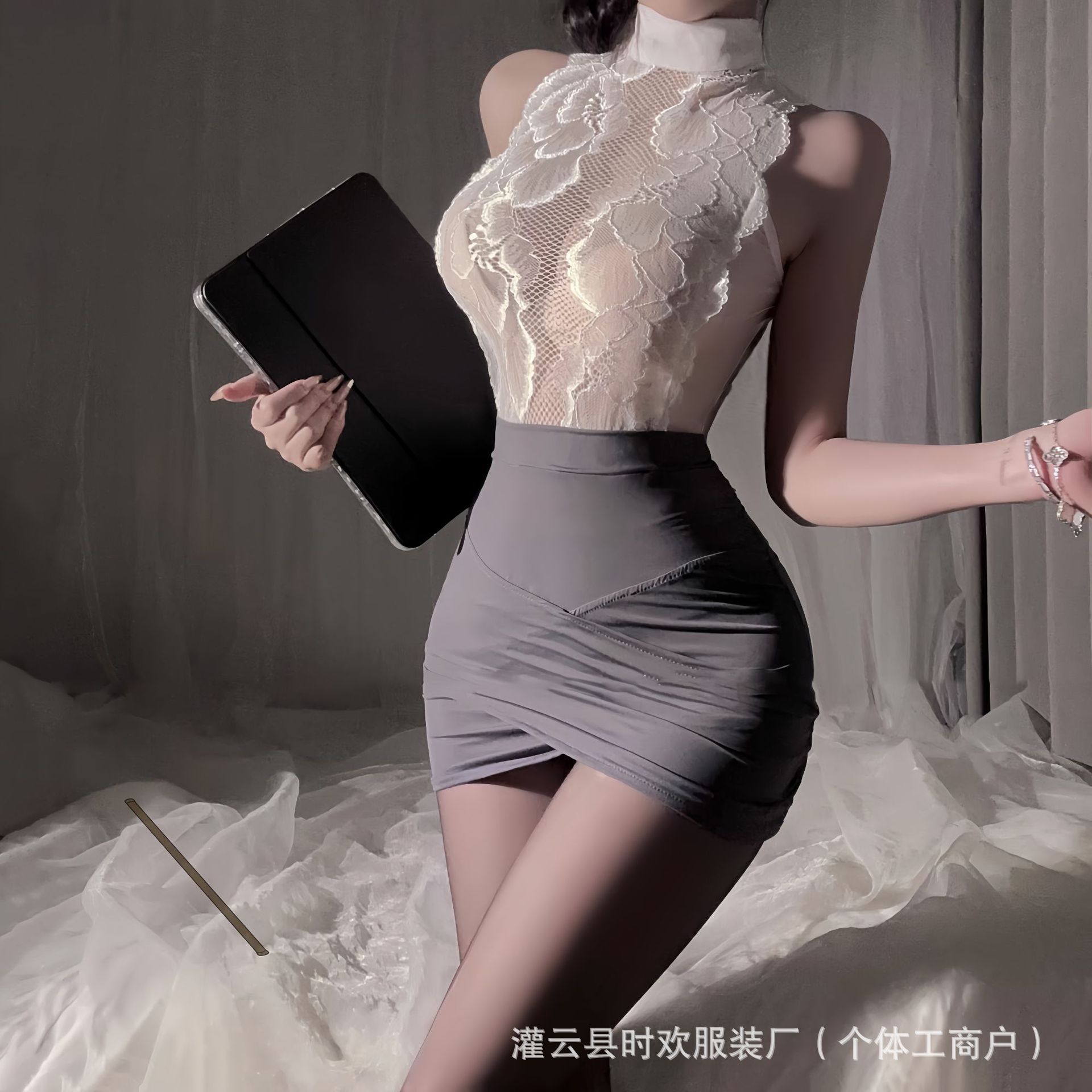 섹시 란제리, 섹시한 순수한 욕망, 사무실 유혹 비서, 레이스 코스프레 유니폼, 잠옷, 힙 스커트 슈트