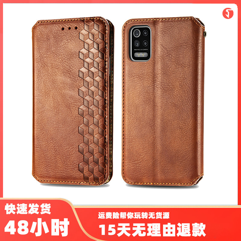 For LG K52 mobile phone protective case Stylo6/LG K71 flip card multifunctional solid color anti-fall leather case