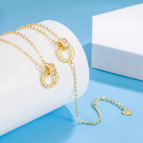 Romantic and elegant Roman numeral ring necklace bracelet set for women, high-end and versatile clavicle chain, love hand jewelry