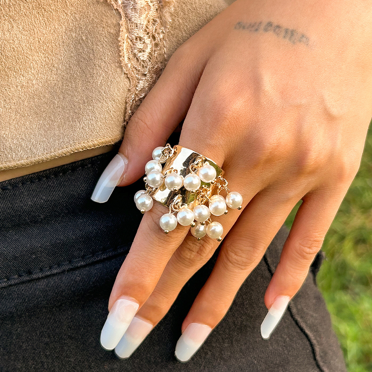 16g Weight Charm Rings Classification 1 Piece Quantity Holiday Occasion Alloy Material Geometric Pattern Women's Gender Plating Design Streetwear Style Streetwear Geometric Arylic Alloy Plating Women's Charm Rings 18