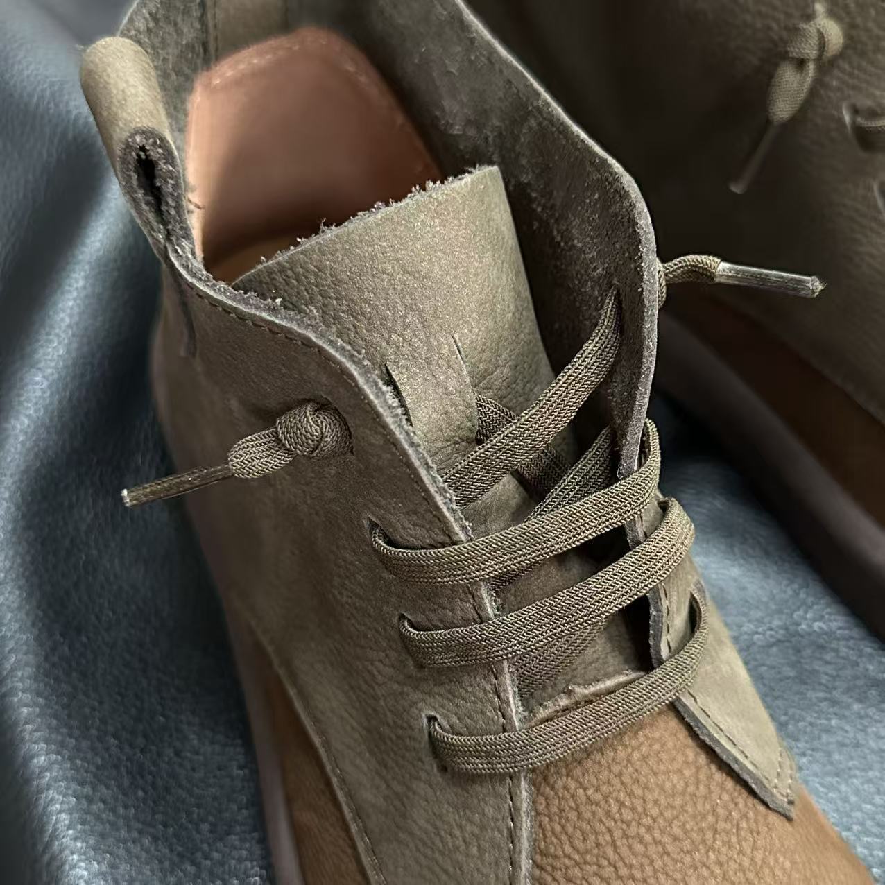 ShoeVault First Layer Rindsleder Martin Retro Casual Kurze Slip-On Stiefel aus echtem Leder und Baumwoll-Leinen für Damen, Herbstneuheit_voghion.com