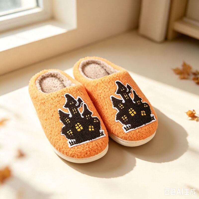 Exclusive cross-border supply of Halloween cotton slippers with various patterns of pumpkin, skull, ghost, and spider, thickened home slippers