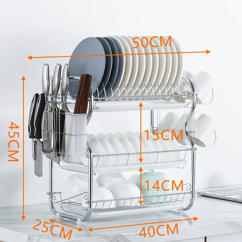 Kitchen storage rack floor-mounted multi-layer storage drainage dish rack double-layer bowl tableware storage bowl rack reality