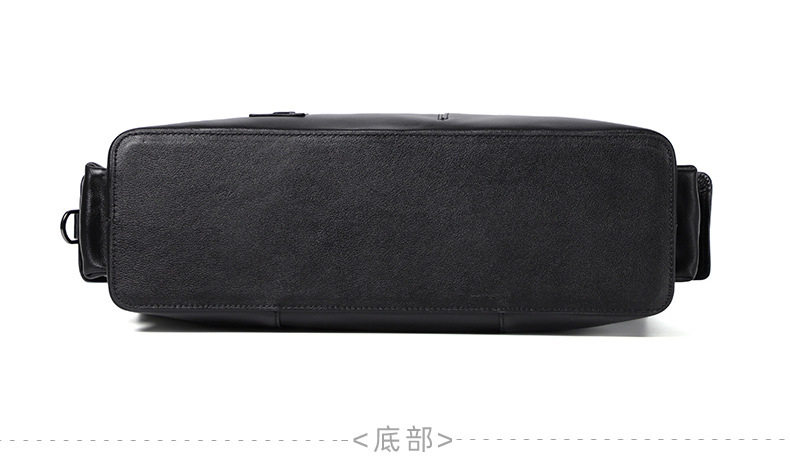 Túi xách tay nam da bò thật dung tích lớn 40×13×29 cm, đựng tài liệu và laptop 15,6 inch — Dây kéo dọc da bò màu đen, Dây kéo ngang da bò màu đen, Da cừu lớp đầu màu đen chi tiết 27