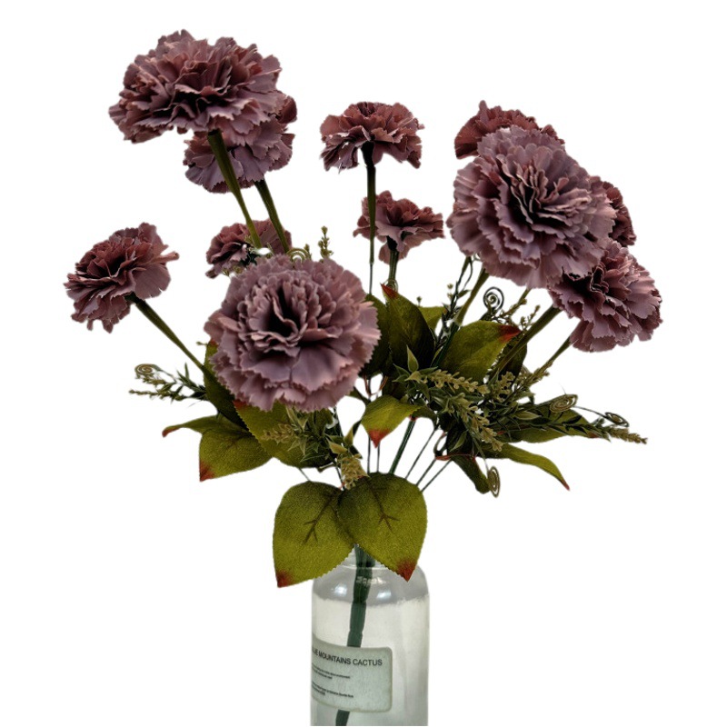 Artificial 13-cabeza clavel bouquet home hotel vestido de novia flor artificial flor de seda flor artificial al por mayor