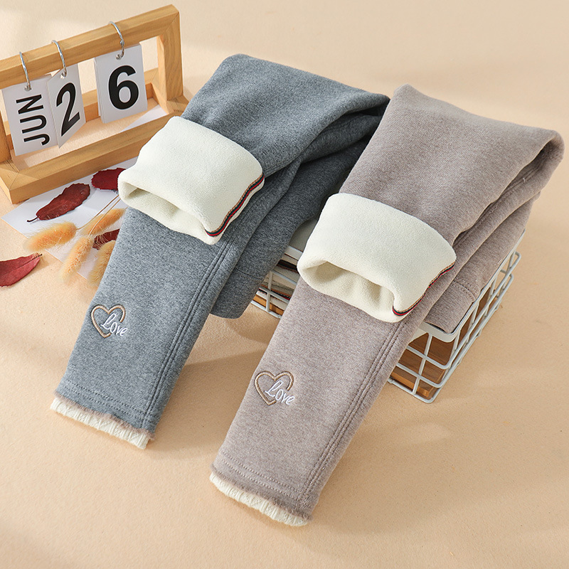 2023 년 겨울 새 소녀의 기모 두꺼운 레깅스 어린이 원피스 벨벳 아우터 바지  바지