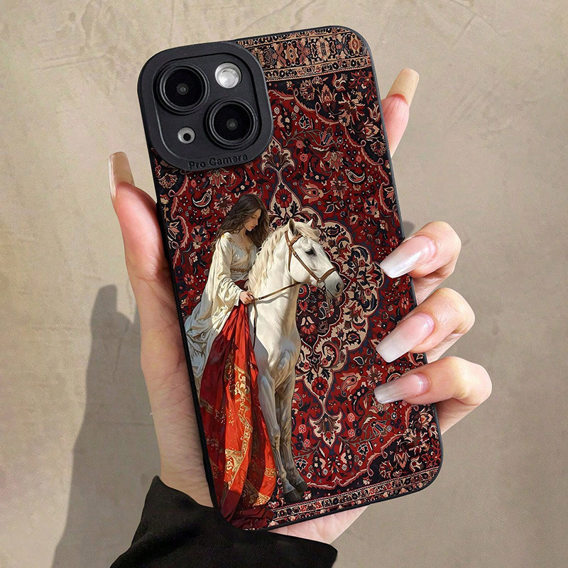 Angel Eyes Iphone15Plus/16Pro Horseback Riding Girl Graffiti 14/13/12 All-Inclusive 11Pro Protective Case