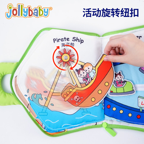 Jollybaby Montessori Early Learning Quiet Cloth Book: Tear-Resistant, 3D Interactive Puzzle Toy for Babies