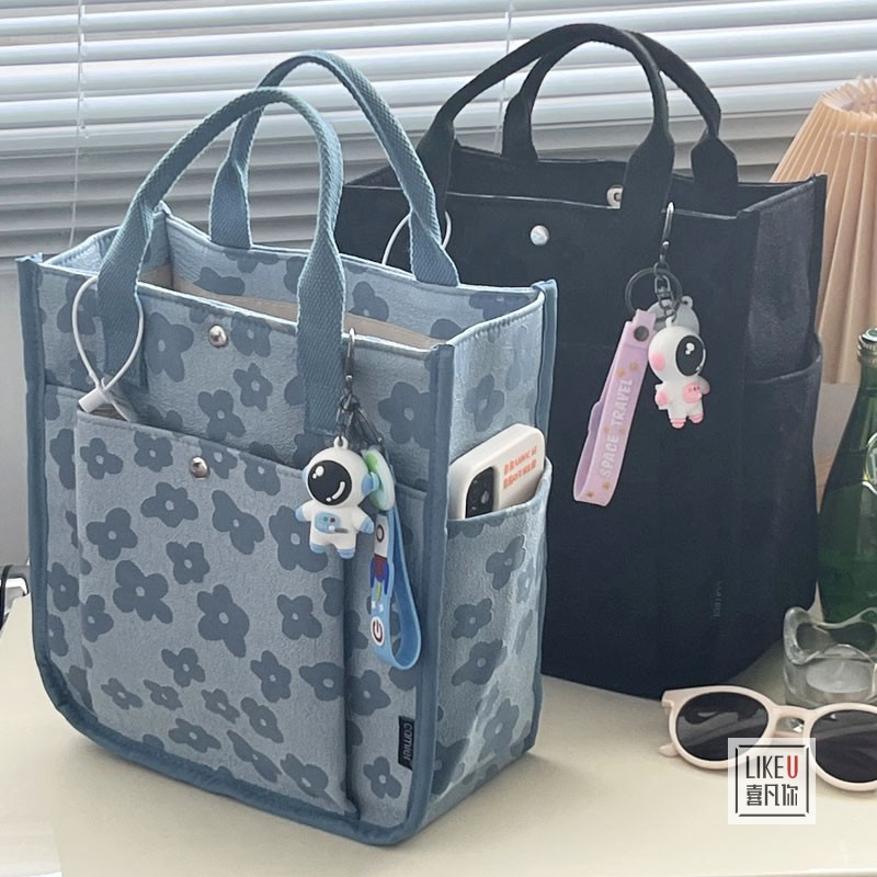 原创自制有型加厚学宝妈学生便当餐盒托特涤纶休闲简约手拎提包女