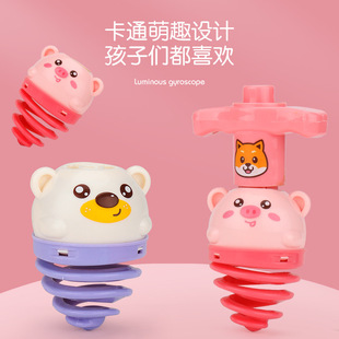 Cross-Border Large Luminous Top Kidsren's Kindergarten Toy Cute Cartoon Bear Bamboo Dragonfly Rotating Cool