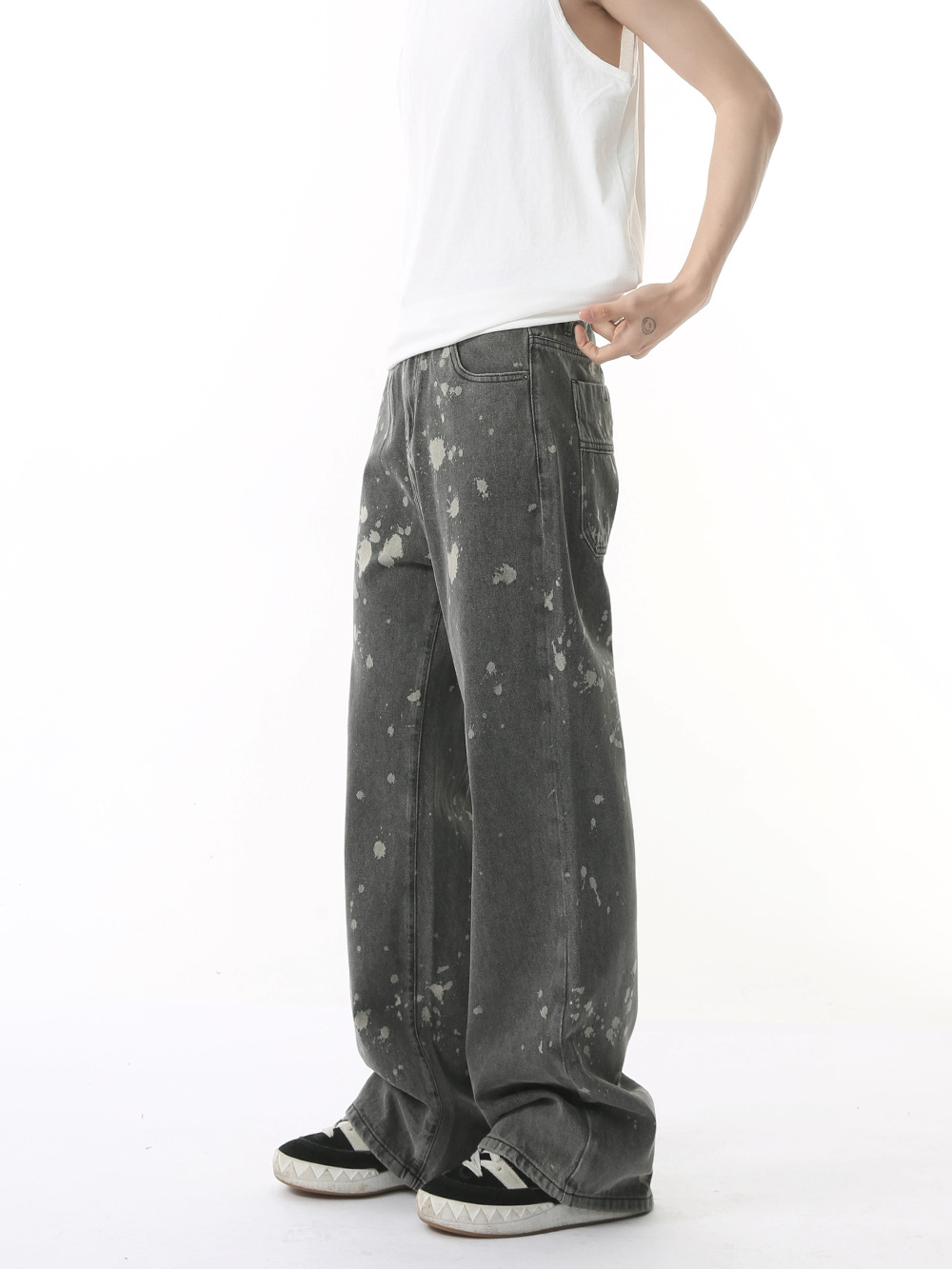 MTLCLOTHES Hombres| American Street Tinting Retro Make Old Shirt Suelt Jeans Casual Set