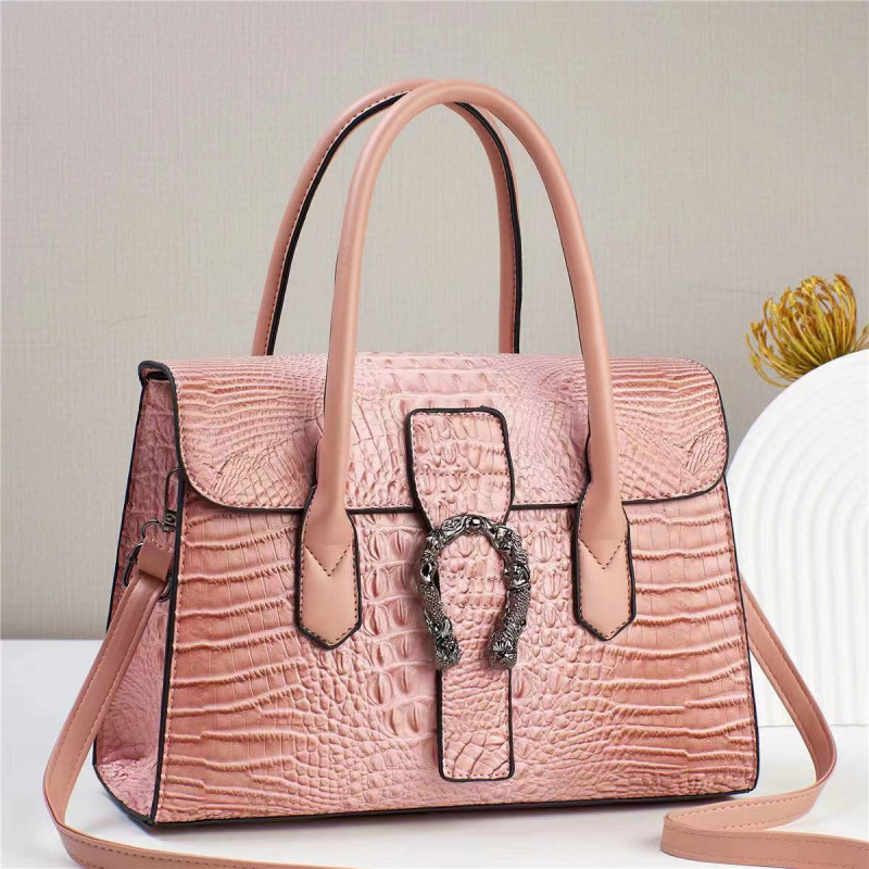Bolso de moda cocodrilo, gran capacidad, partido de hombro, bolsa de compras, bolsa de mano.