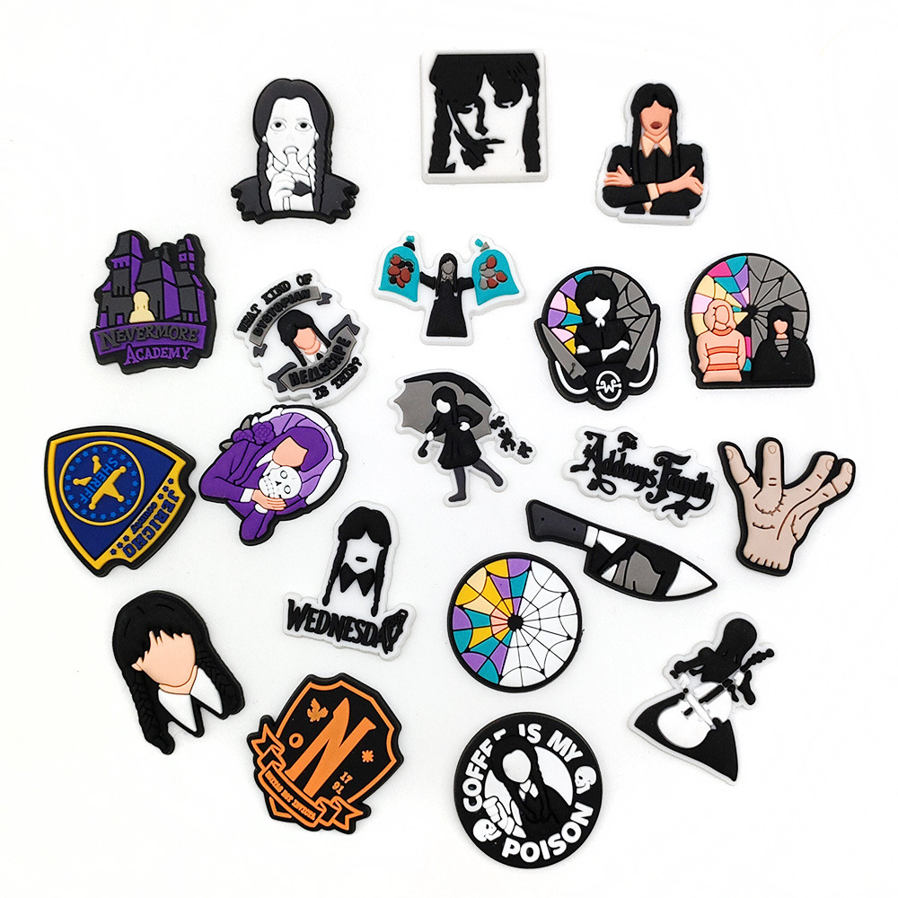 Serie de TV americana miércoles agujero zapatos zapato flor zapato hebilla desmontable flor zapato hebilla agujero zapatos Decoración