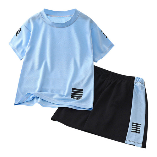 Children's Summer Quick-Dry Shirt Set for Boys - 2024 New Stylish Trendy Set for Older Children - Two-Piece Short-Sleeve Summer Sports Suit