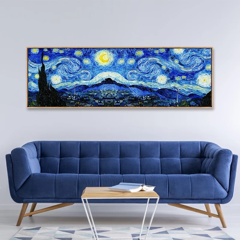 梵高著名艺术油画麦田星夜帆布画壁画墙壁艺术客厅现代装饰画