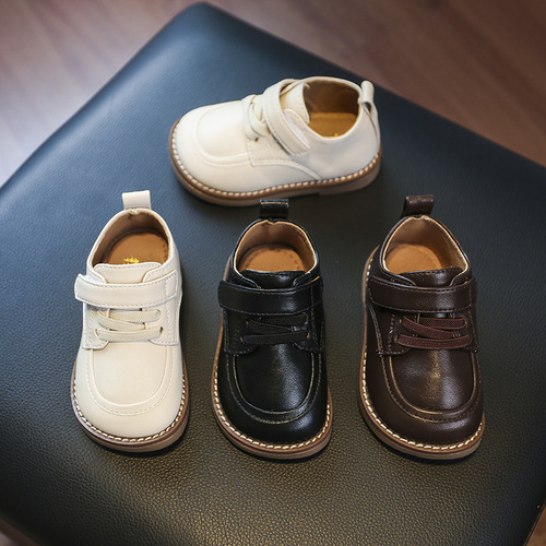 Autumn and winter baby toddler shoes, girls' British style soft sole shoes, boys' casual small leather shoes, infants and young children's spring shoes