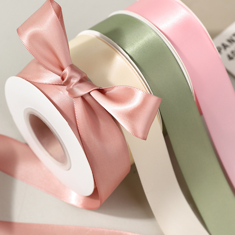 Factory Direct Sales 2.5cm Ribbon Satin Ribbon Decoration DIY Double-Sided Polyester Ribbon Hair Accessories Gift Box Packaging Bouquet Ribbon