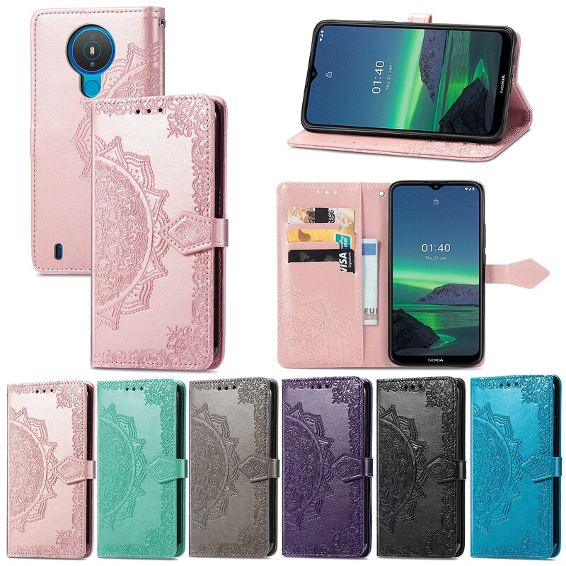 For Nokia1.3/2.3 embossed Mandala phone case flip embossed Nokia X10 card leather case C20
