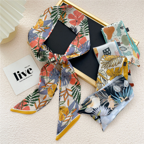 New style small silk scarf hairband for women in spring, autumn and summer, Internet celebrity thin long streamer ribbon bow headdress