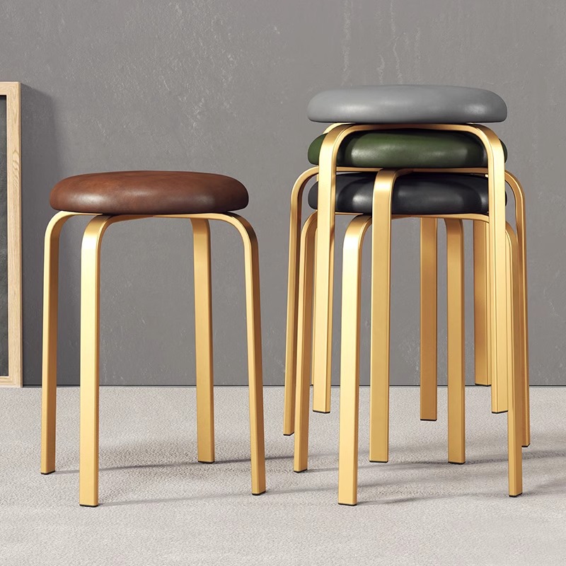 작은 의자 거실 북유럽 라운드 의자 가구 저장 빛 고급 높은 의자 부드러운 앉아 레스토랑 식탁 의자 간단한 가죽 의자