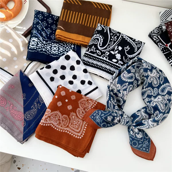 65 Paisley Small Square Scarf for Women, Spring and Autumn Vintage Velvet Decorative Neck Scarf, Shirt Ins Headscarf, Hairband, Scarf