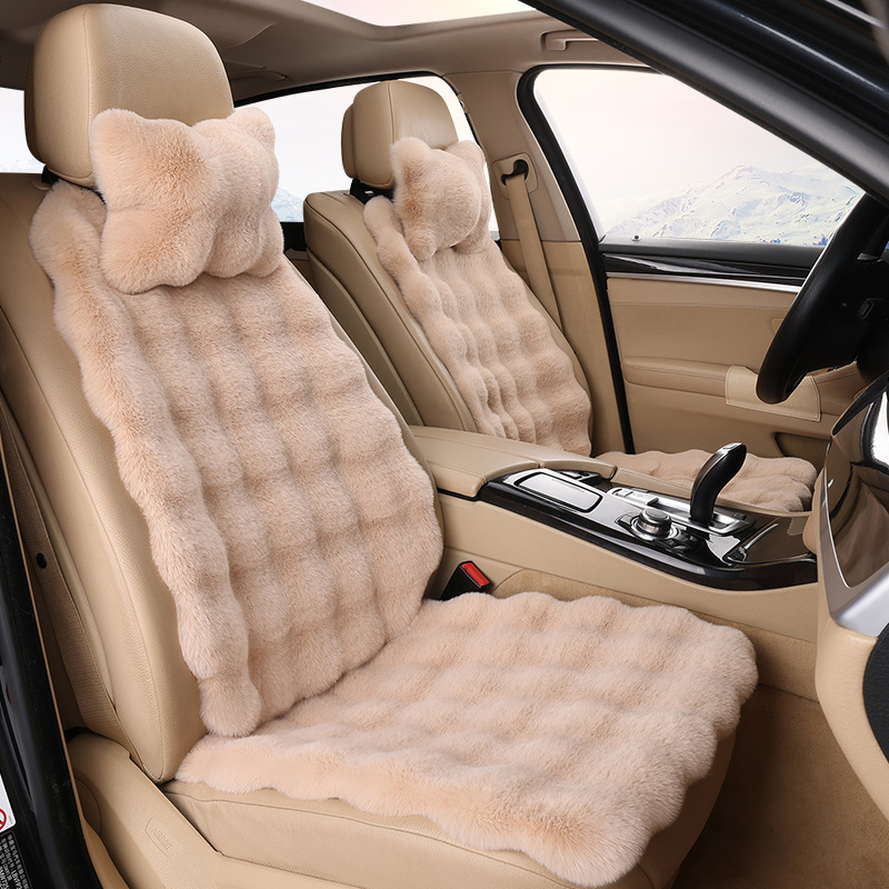 Wool pad – Qìchē Cushion Plush - khaki-driver-passenger-seat-2-headrests