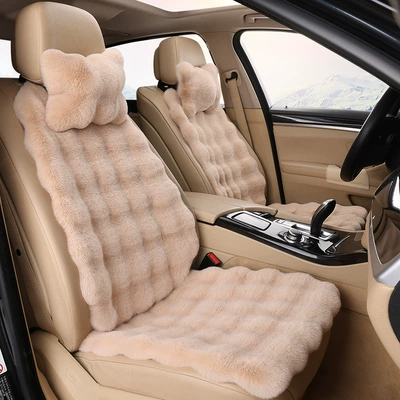 Wool pad – small three thick warm pad - khaki-driver-and-passenger-2-headrests